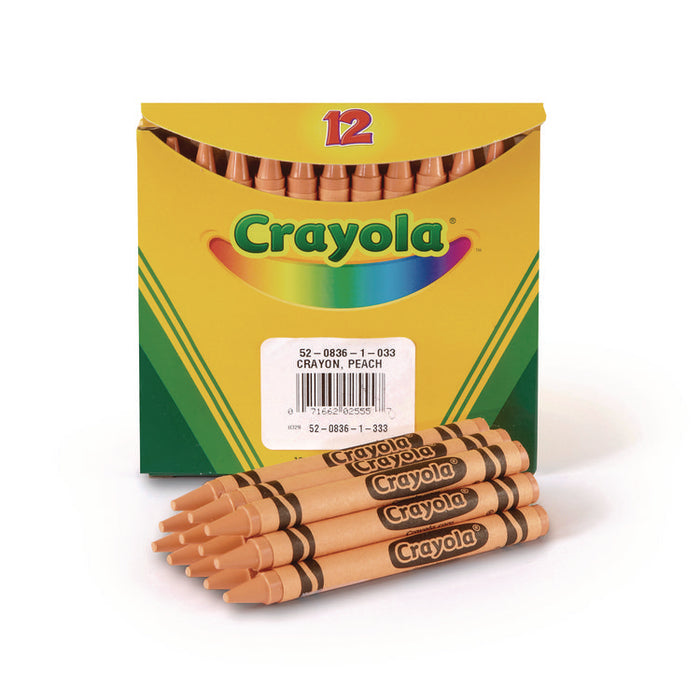 Bulk Crayons, Regular Size, 0.31" x 3.63", Peach, 12/Box