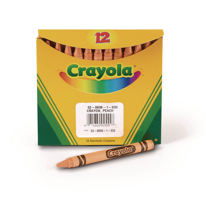 Bulk Crayons, Regular Size, 0.31" x 3.63", Peach, 12/Box