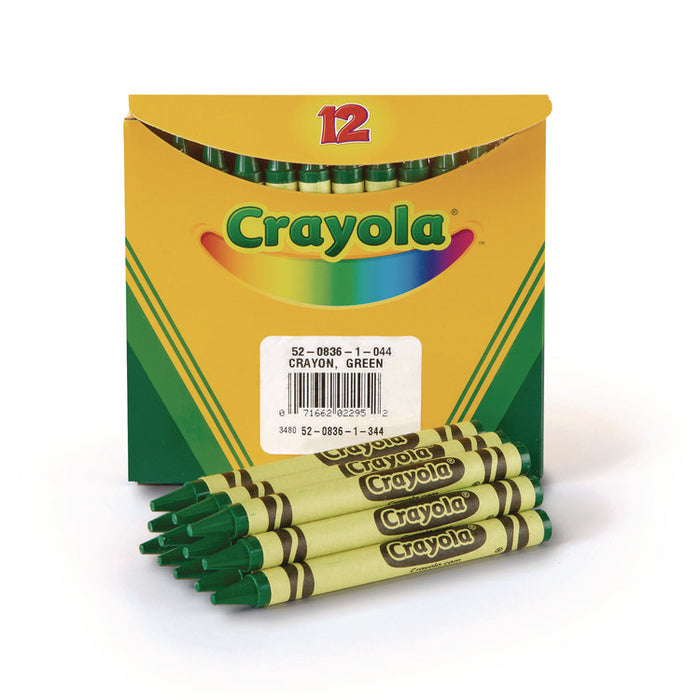 Bulk Crayons, Regular Size, 0.31" x 3.63", Green, 12/Box