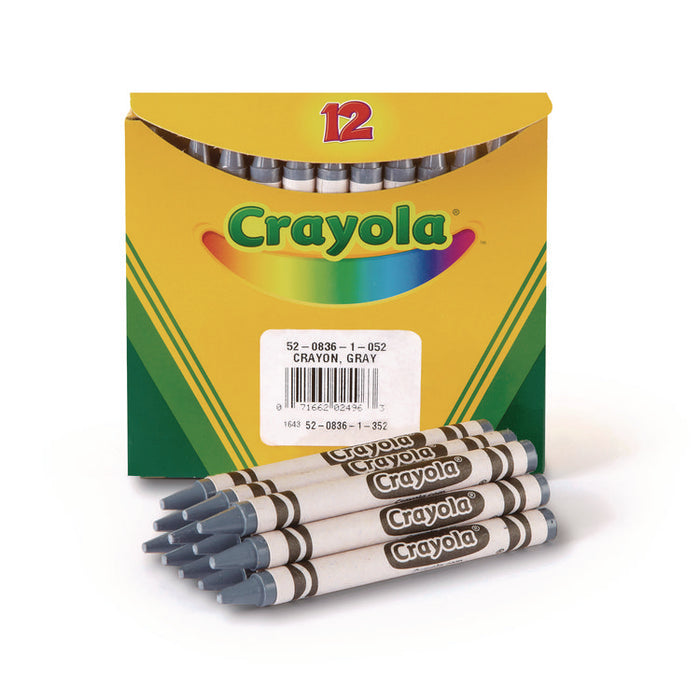 Bulk Crayons, Regular Size, 0.31" x 3.63", Gray, 12/Box