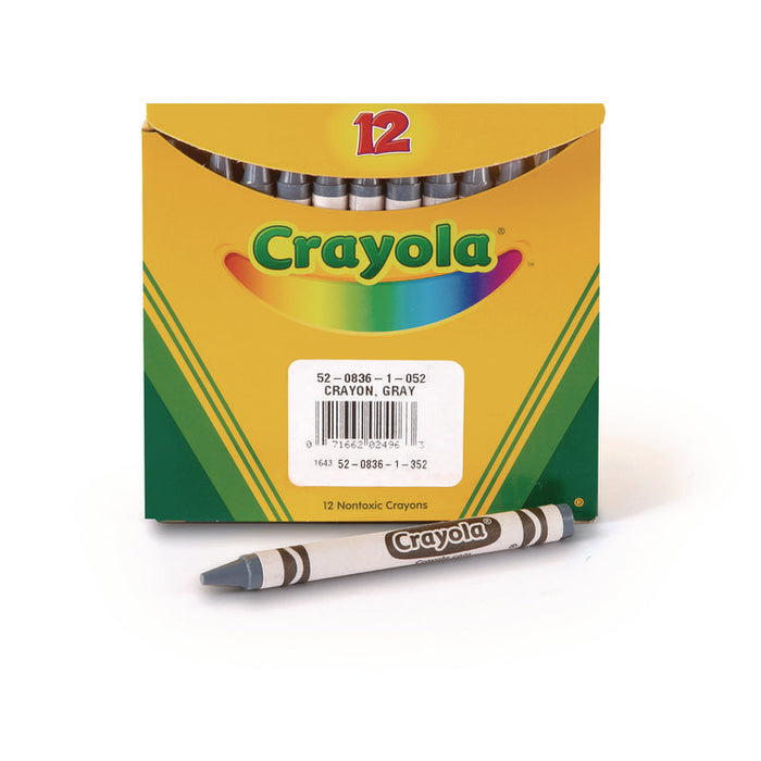 Bulk Crayons, Regular Size, 0.31" x 3.63", Gray, 12/Box