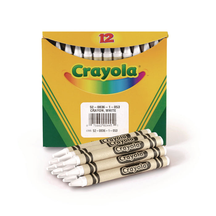 Bulk Crayons, Regular Size, 0.31" x 3.63", White, 12/Box