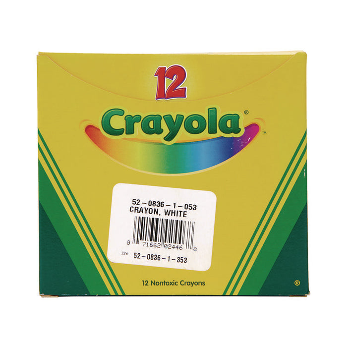 Bulk Crayons, Regular Size, 0.31" x 3.63", White, 12/Box