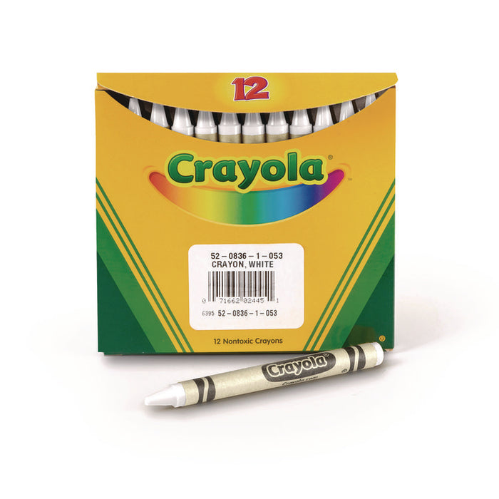 Bulk Crayons, Regular Size, 0.31" x 3.63", White, 12/Box