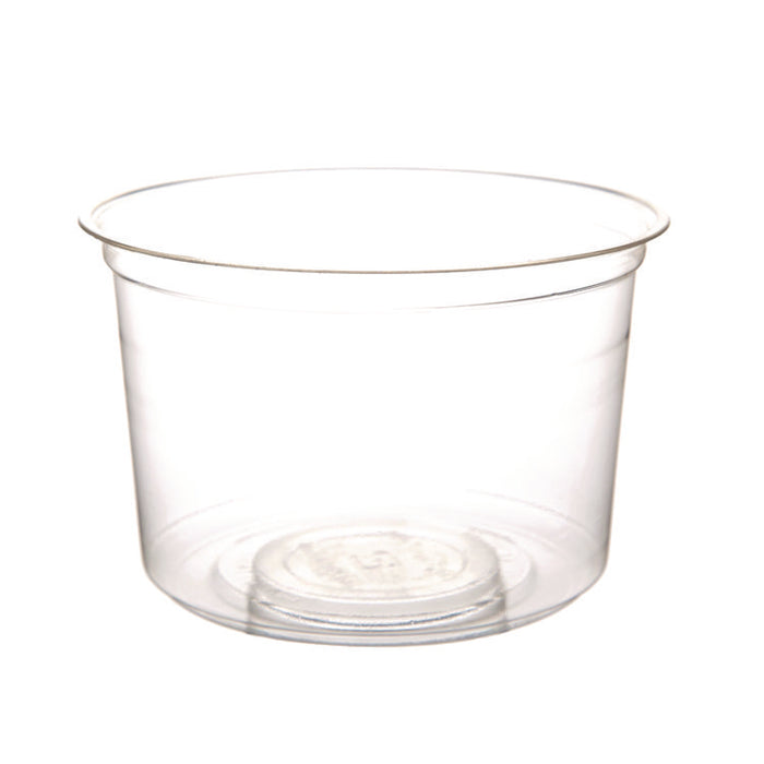 Renewable and Compostable Round Deli Containers, 16 oz, 4.63" Diameter x 3.06" h, Clear, Plastic, 50/Pack, 10 Packs/Carton