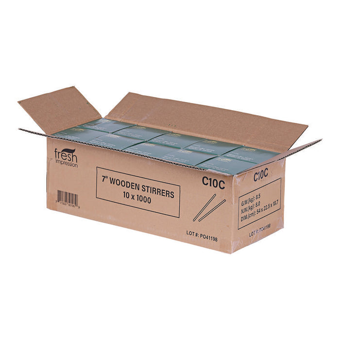 Wooden Stir Sticks, 7", 1,000/Pack, 10 Packs/Carton