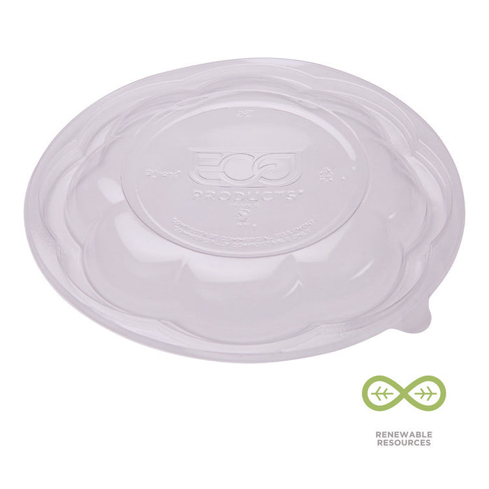 Renewable and Compostable Lids, Fits 24, 32 and 48 oz Salad Bowls, Clear, Plastic, 300/Carton