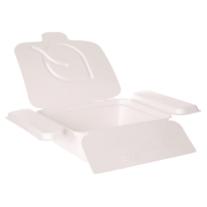 Vanguard Folia Renewable and Compostable Take-Out Container, 3 Compartments, 22 oz, 5.39 x 5.94 x 2, White, Sugarcane, 300/CT