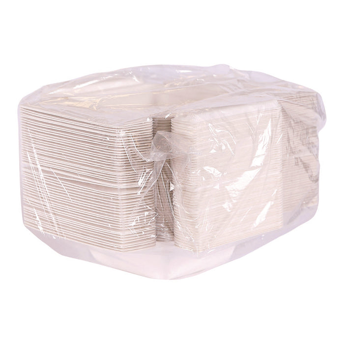 Vanguard Folia Renewable and Compostable Take-Out Container, 3 Compartments, 22 oz, 5.39 x 5.94 x 2, White, Sugarcane, 300/CT