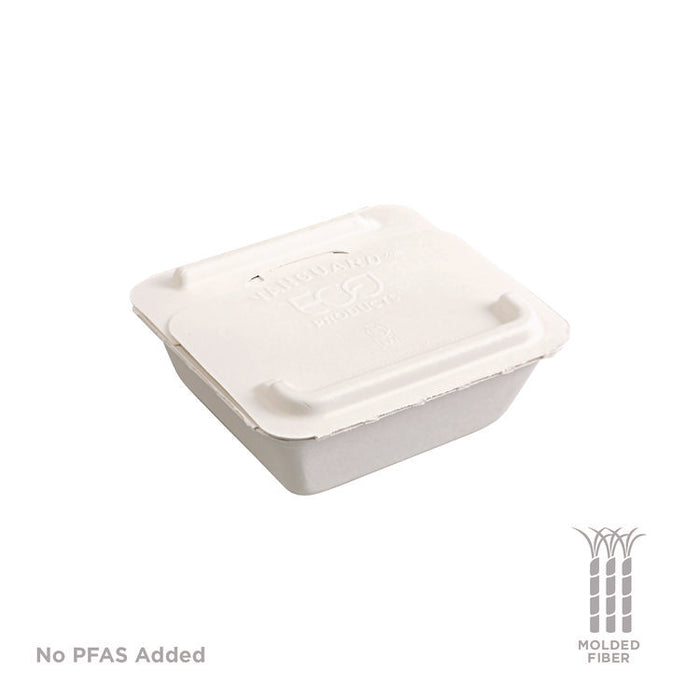 Vanguard Folia Renewable and Compostable Take-Out Container, 3 Compartments, 22 oz, 5.39 x 5.94 x 2, White, Sugarcane, 300/CT