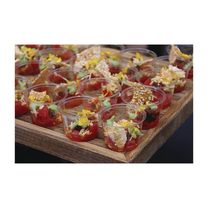 Renewable and Compostable Portion Cups, 4 oz, Plastic, Clear, 100/Pack, 20 Packs/Carton