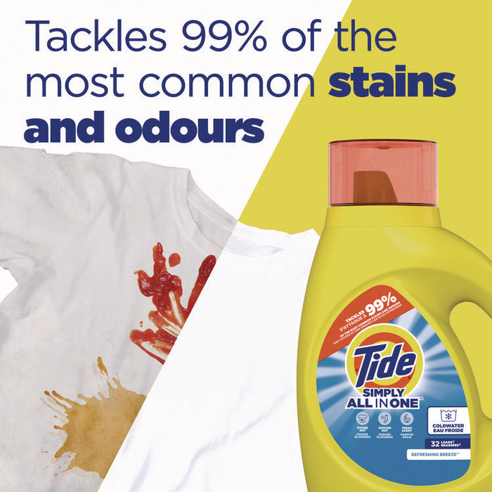 Simply Clean and Fresh Laundry Detergent, HE Compatible, Refreshing Breeze Scent, 64 Loads, 84 oz Bottle, 4/Carton