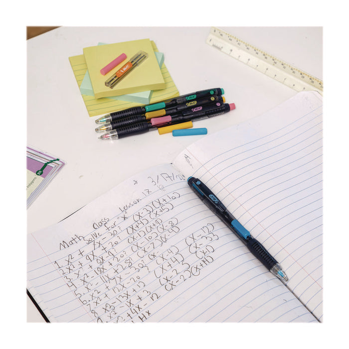 Break-Resistant Mechanical Pencils with Erasers, 0.7 mm, HB (#2), Black Lead, Assorted Barrel Colors, 4/Pack