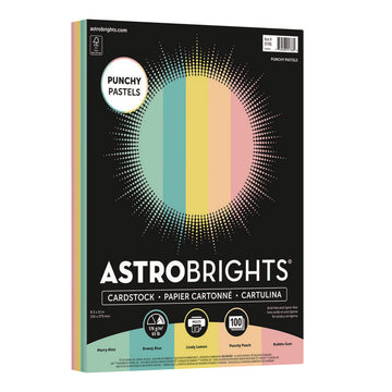 Color Cardstock -"Punchy Pastels" Assortment, 65 lb Cover Weight, 8.5 x 11, Assorted, 100/Pack