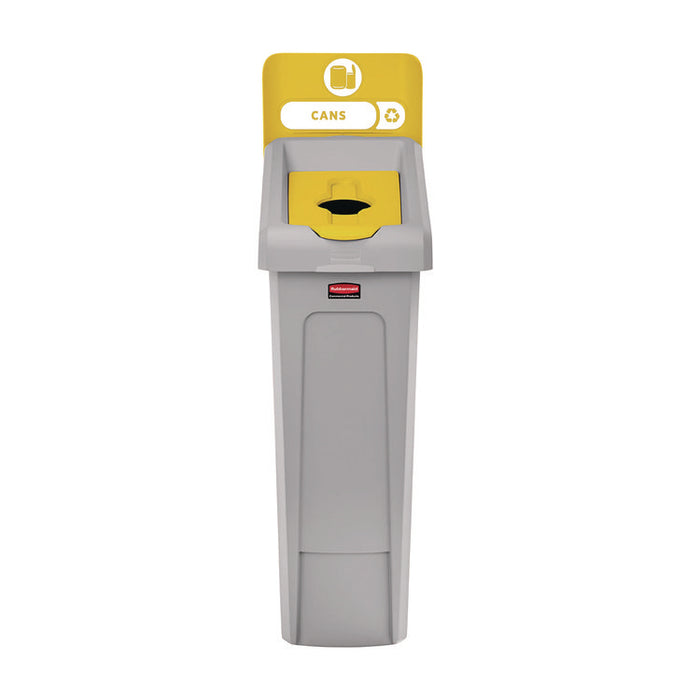 Slim Jim Recycling Station Kit, 1-Stream Bottles and Cans, 23 gal, Plastic, Yellow/Gray