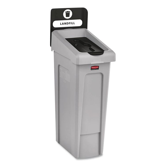 Slim Jim Recycling Station Kit, 1-Stream Landfill, 23 gal, Plastic, Gray/Black