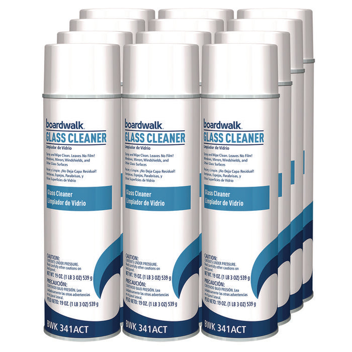 Heavy-Duty Glass Cleaner, Sweet Scent, 19 oz Aerosol Spray, 12/Carton