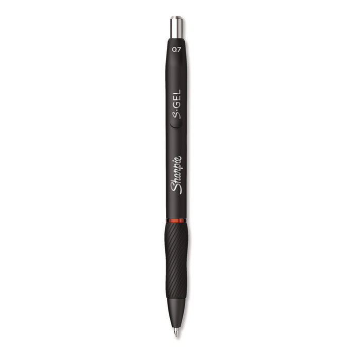 S-Gel Gel Pen, Retractable, Medium 0.7 mm, Red Ink, Black Barrel, 4/Pack