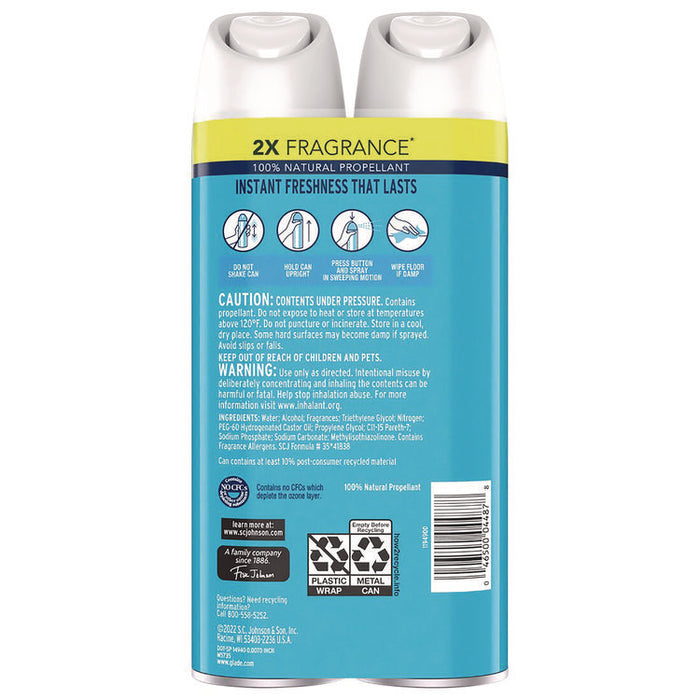 Air Freshener, Aqua Waves, 8.3 oz Aerosol Spray, 2/Pack