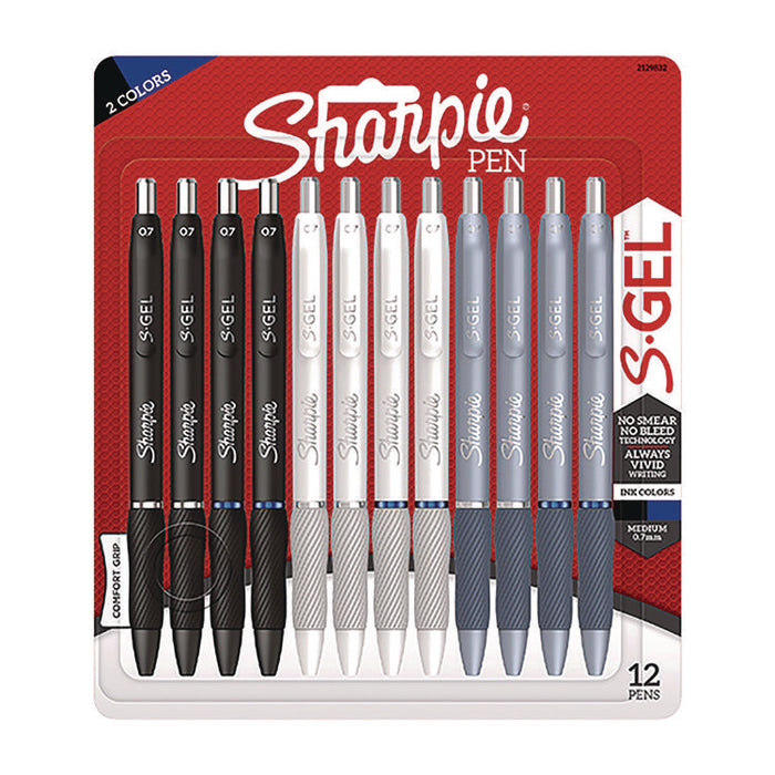 S-Gel Gel Pen, Retractable, Medium 0.7 mm, Assorted Ink and Barrel Colors, 12/Pack