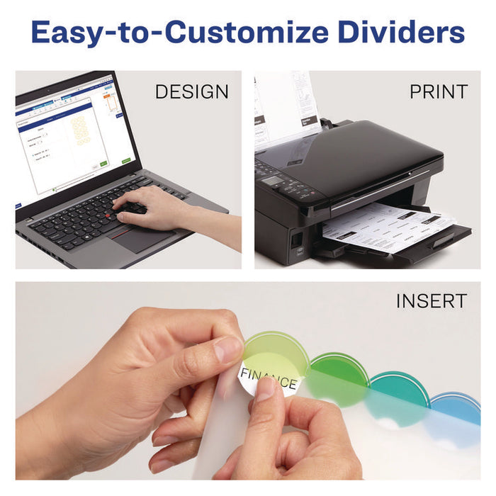 Insertable Style Edge Tab Plastic 1-Pocket Dividers, 8-Tab, 11.25 x 9.25, Translucent, 1 Set