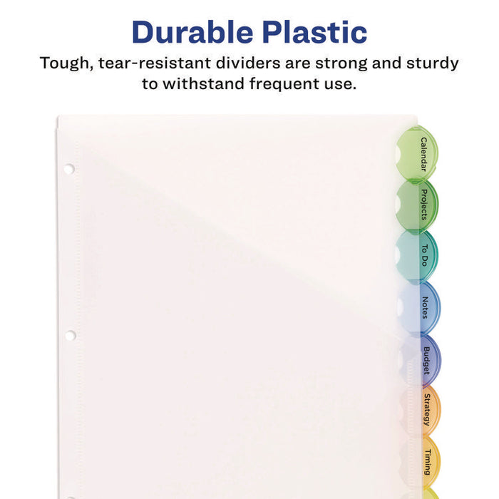 Insertable Style Edge Tab Plastic 1-Pocket Dividers, 8-Tab, 11.25 x 9.25, Translucent, 1 Set