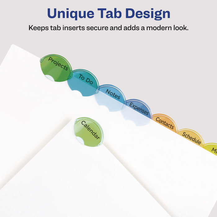 Insertable Style Edge Tab Plastic 1-Pocket Dividers, 8-Tab, 11.25 x 9.25, Translucent, 1 Set