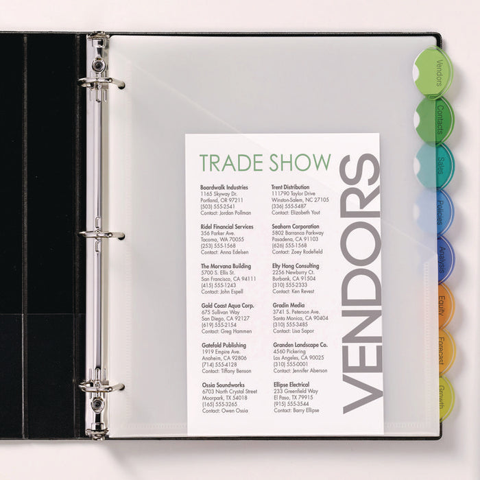 Insertable Style Edge Tab Plastic 1-Pocket Dividers, 8-Tab, 11.25 x 9.25, Translucent, 1 Set