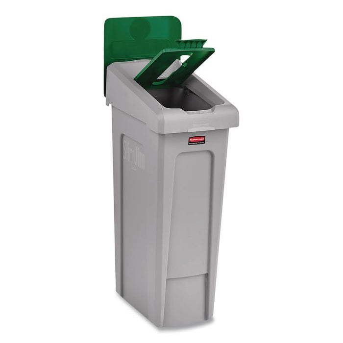 Slim Jim Recycling Station Kit, 1-Stream Paper, 23 gal, Plastic, Green/Gray