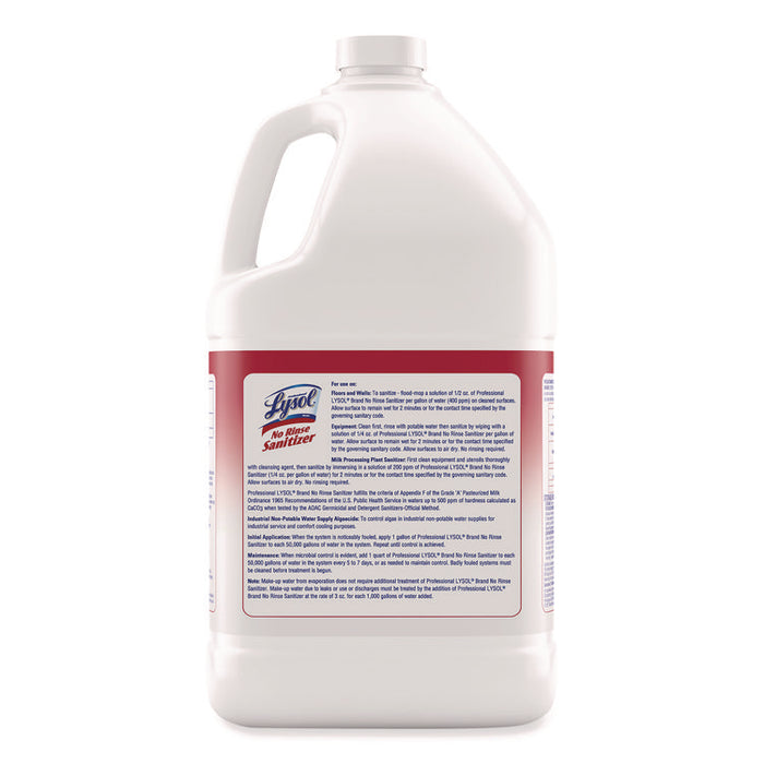 No Rinse Sanitizer Concentrate, Unscented, 1 gal Bottle, 4/Carton