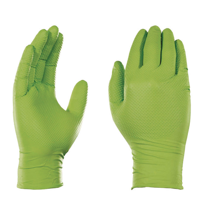 Heavy-Duty Industrial Nitrile Gloves, Powder-Free, Medium, 8 mil Thick, 9.5" Long, Green, 100/Box, 10 Boxes/Carton