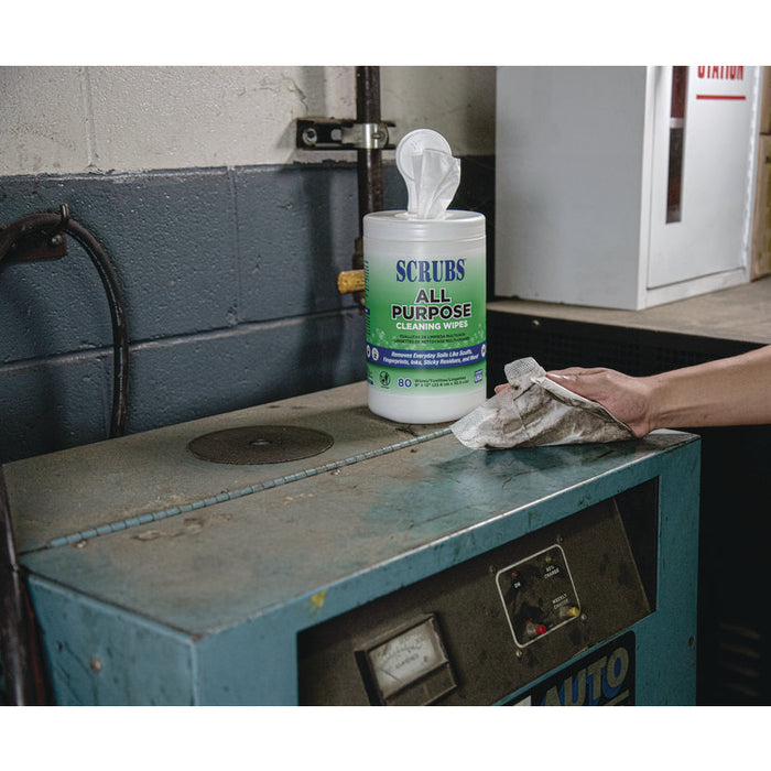 All Purpose Cleaning Wipes, 9 x 12, Citrus Scent, White, 80 Wipes/Canister, 6 Canisters/Carton