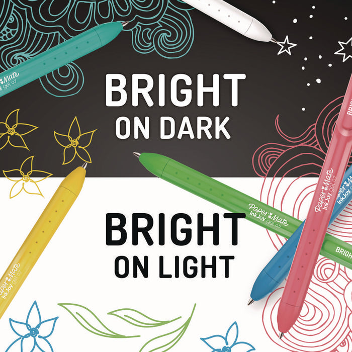 InkJoy Gel Bright Gel Pen, Retractable, Medium 0.7 mm, Assorted Ink and Barrel Colors, 6/Pack