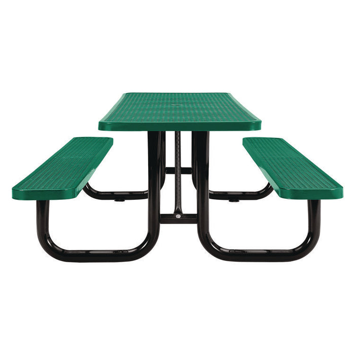 Expanded Steel Picnic Table, Rectangular, 96 x 62 x 29.5, Green Top, Green Base/Legs