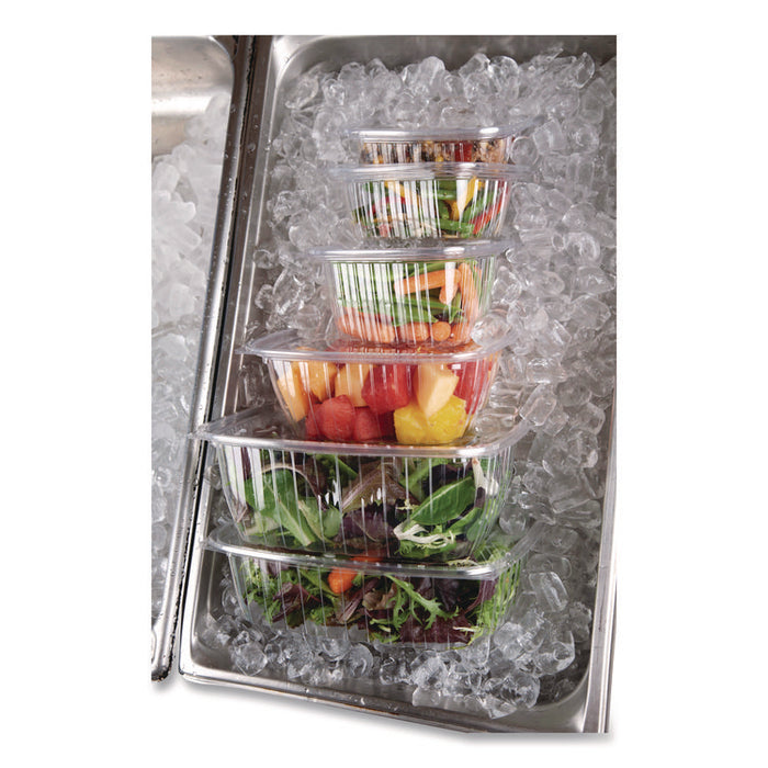 Renewable and Compostable Rectangular Deli Containers with Lid, 8 oz, 3 x 4.83 x 1.5, Clear, Plastic, 50/Pack, 4 Packs/Carton