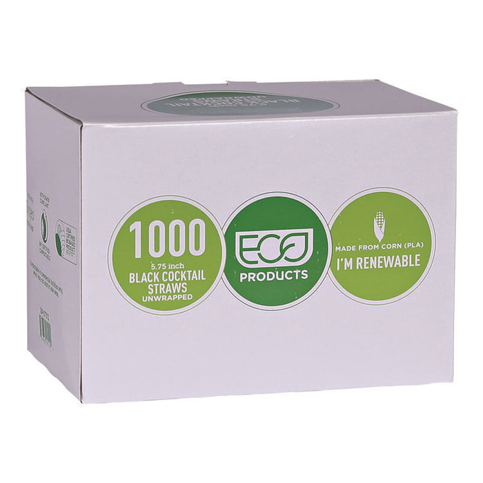 Unwrapped Straw, 5.75", Plastic, Black, 20,000/Carton