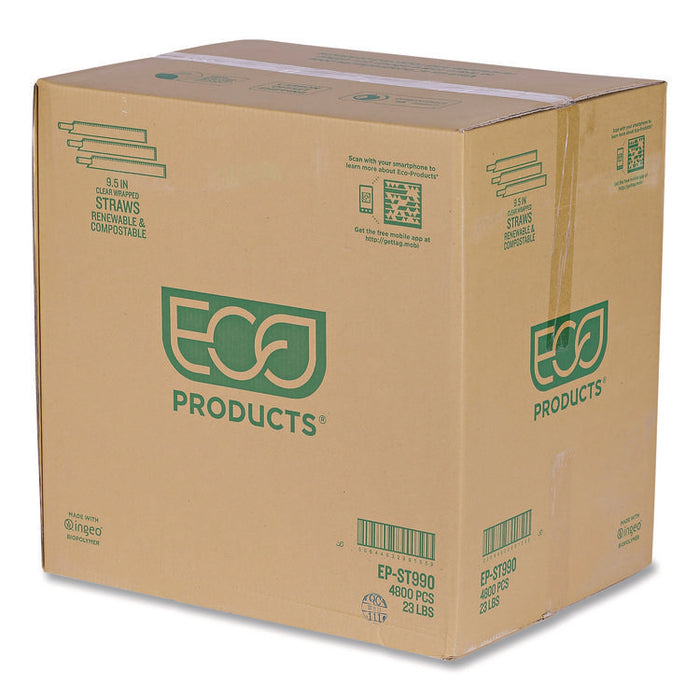 Wrapped Straw, 9.5", Plastic, Clear, 4,800/Carton