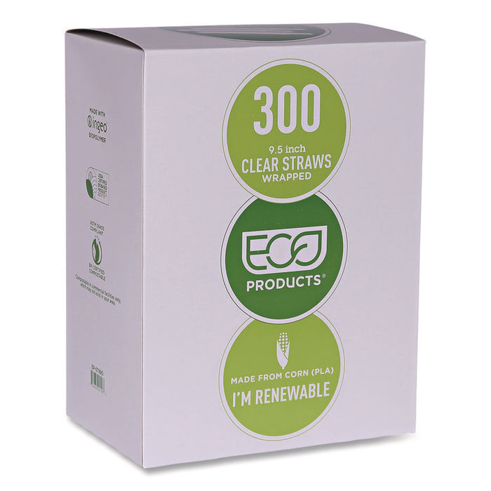 Wrapped Straw, 9.5", Plastic, Clear, 4,800/Carton