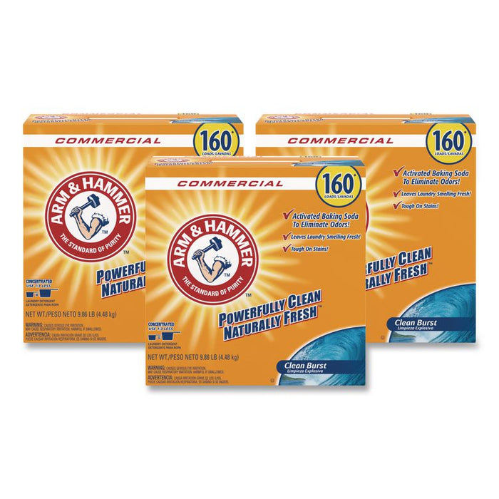 Powder Laundry Detergent, Clean Burst Scent, 9.86 lb Box, 3/Carton