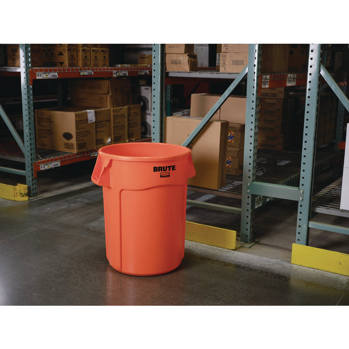 Brute Round Container, 32 gal, Resin, Orange