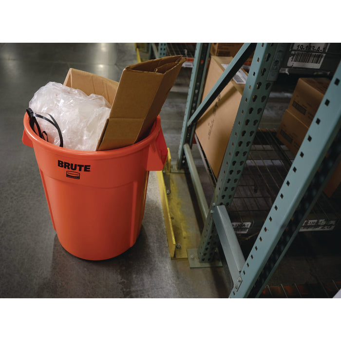 Brute Round Container, 32 gal, Resin, Orange