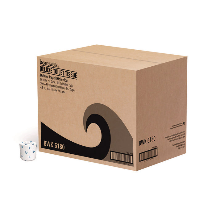Two-Ply Toilet Tissue, Septic Safe, White, 125 ft Roll Length, 500 Sheets/Roll, 96 Rolls/Carton