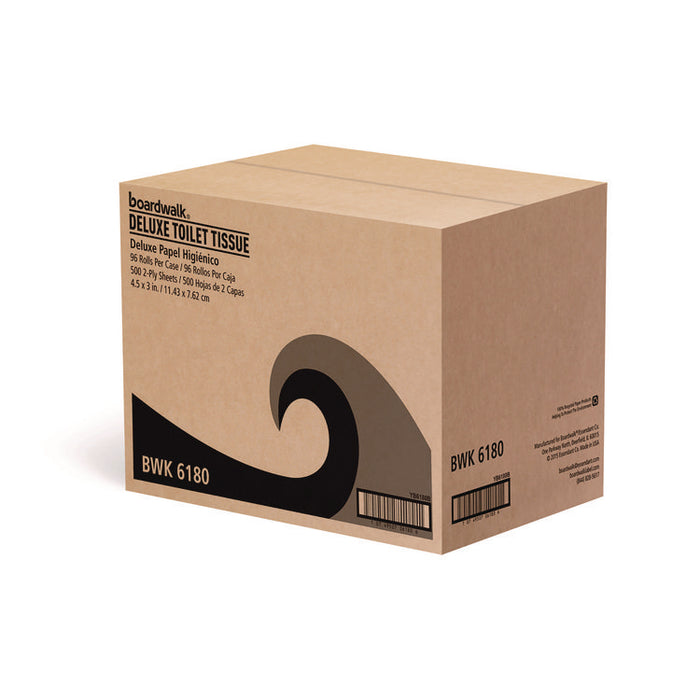 Two-Ply Toilet Tissue, Septic Safe, White, 125 ft Roll Length, 500 Sheets/Roll, 96 Rolls/Carton