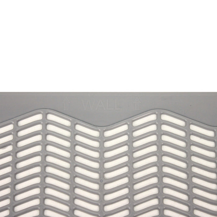 Disposable Urinal Floor Mat, Shield-Shaped, Orchard Zing Scent, Gray Non-Slip Perforated Surface, 17.5" x 20.38", 6/Carton