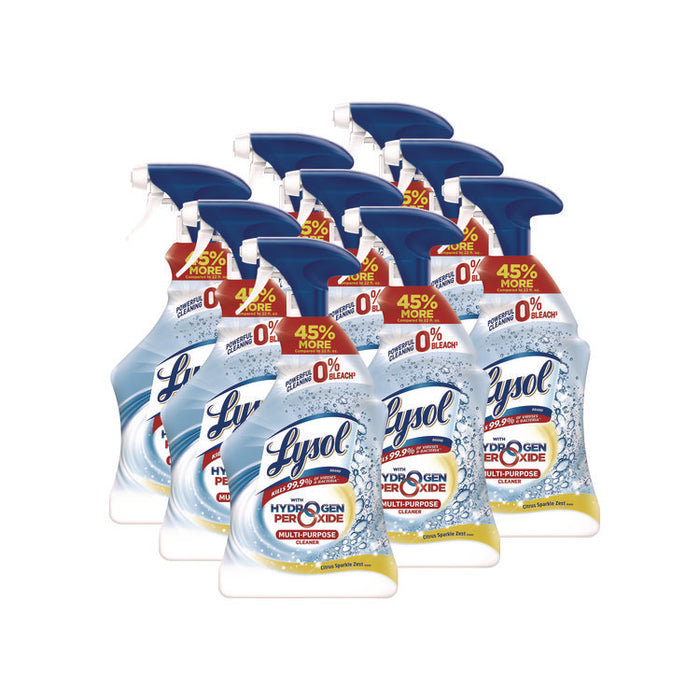 Multi-Purpose Hydrogen Peroxide Cleaner, Citrus Sparkle Zest Scent, 32 oz Trigger Spray Bottle, 9/Carton