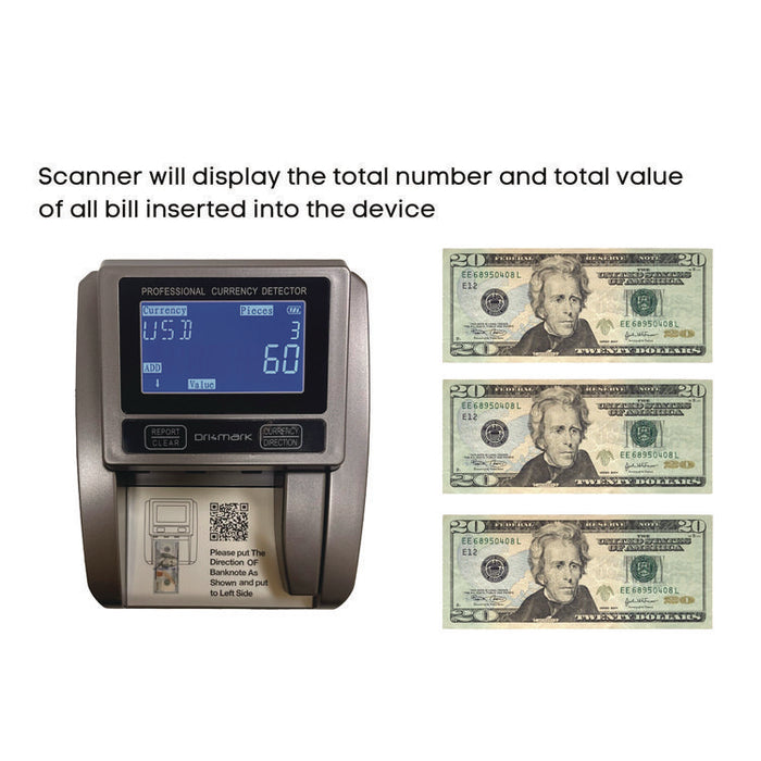 Counterfeit Detector Machine for USD, 5 Detection Methods, 4.5" x 5.5" x 3.5", Black