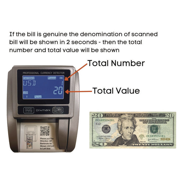 Counterfeit Detector Machine for USD, 5 Detection Methods, 4.5" x 5.5" x 3.5", Black