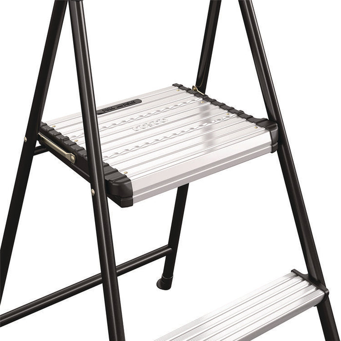 2-Step Stepstool, 250 lb Capacity, 19" Working Height, 22.5" Spread, Black/Silver