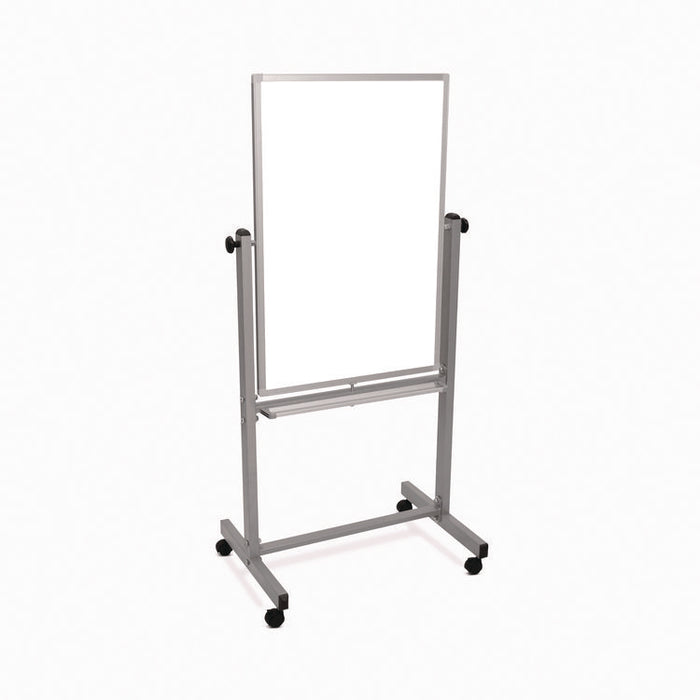 Mobile Magnetic Whiteboard, 24" x 36", White Surface, Satin Aluminum Frame