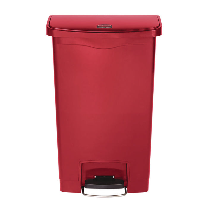 Streamline Resin Step-On Container, Front Step Style, 8 gal, Polyethylene, Red